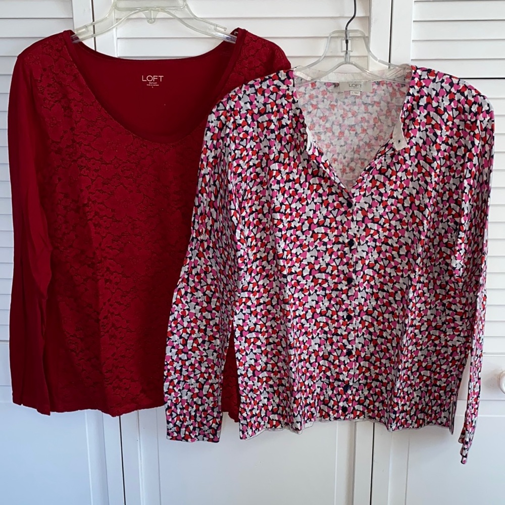 Loft outlet-size large long sleeved knit top and lightweight cardigan excellent
